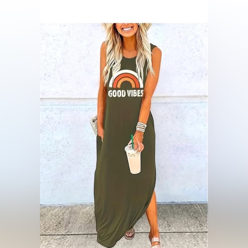 'Good Vibes' Maxi Dress with Pockets